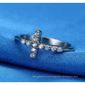 A melhor venda de titânio aço prata zircão cruz anéis femininos